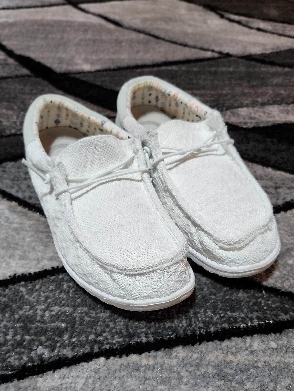 HEY DUDE WALLY BOHO WHITE CROCHET SNEAKERS SHOES